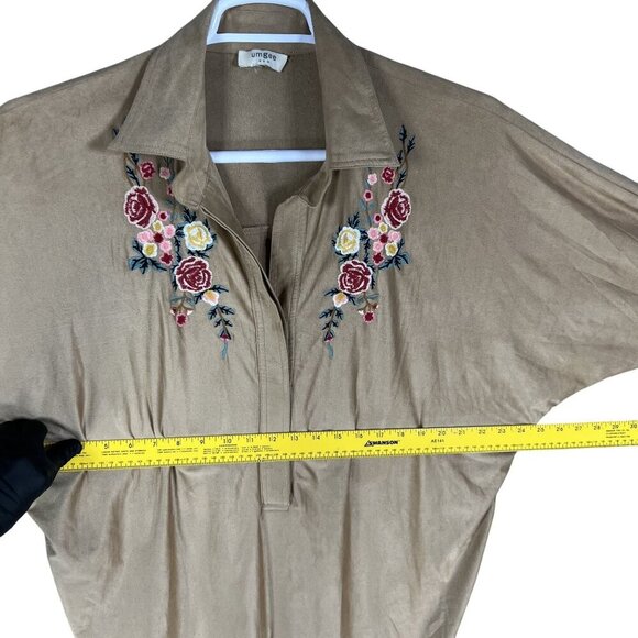 Umgee Women L Embroidered Tunic Vegan Suede Dress Western Cowgirl Lagenlook Boho - Picture 10 of 16